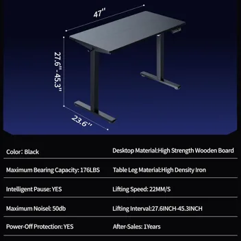 Shintenchi 63" x 24" Electric Height Adjustable Standing Desk