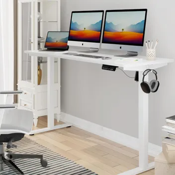 Shintenchi Electric Height Adjustable Sit Stand Desk w/ Splice Board (55" x 24", Various Colors)