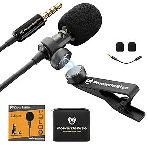 PowerDeWise Professional Grade Lavalier Clip On Microphone