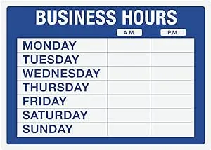 Static Cling Sign (Business Hours) w/ Prime