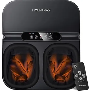 Mountrax Shiatsu Air Compression Foot Massager with Heat & Remote (Black)