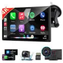 PLZ 9" Wireless Apple Carplay & Android Auto Car Stereo w/ 4K Dash Cam & 1080P Backup Camera