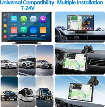 PLZ 9" Wireless Apple Carplay & Android Auto Car Stereo w/ 4K Dash Cam & 1080P Backup Camera