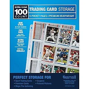 100-Count Samsill 9-Pocket Trading Card Sleeve Protectors w/ Prime