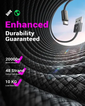 Lisen 3.2A USB-A to USB-C Cable (: 3.3ft