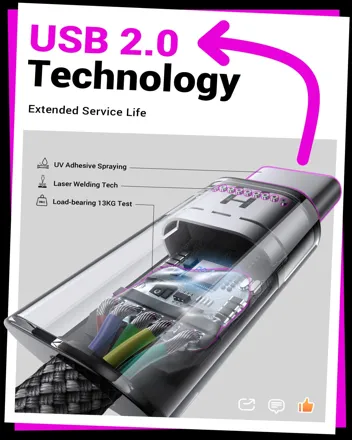 Lisen 3.2A USB-A to USB-C Cable (: 3.3ft