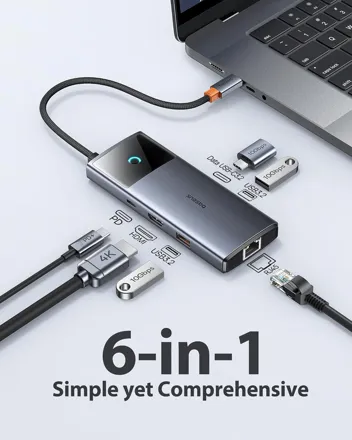 6-in-1 USB-C Hub Docking Station w/ 4K@60Hz HDMI