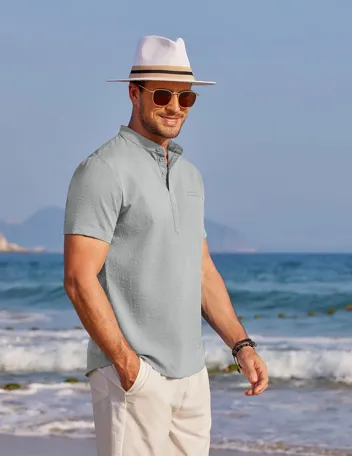 Coofandy Band Collar Casual Henley Shirt