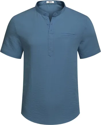 Coofandy Band Collar Casual Henley Shirt