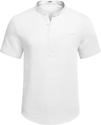 Coofandy Band Collar Casual Henley Shirt