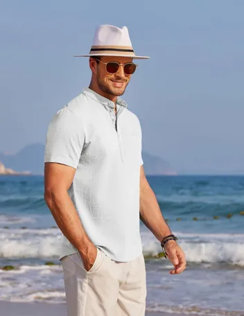 Coofandy Band Collar Casual Henley Shirt