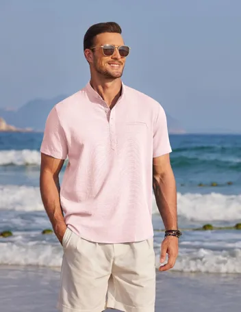 Coofandy Band Collar Casual Henley Shirt