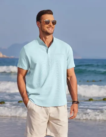 Coofandy Band Collar Casual Henley Shirt