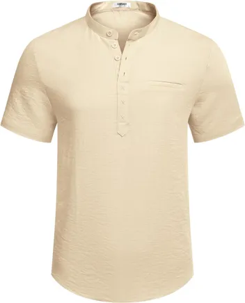 Coofandy Band Collar Casual Henley Shirt