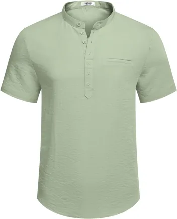 Coofandy Band Collar Casual Henley Shirt