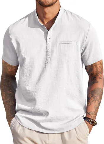 Coofandy Band Collar Casual Henley Shirt