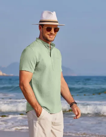 Coofandy Band Collar Casual Henley Shirt