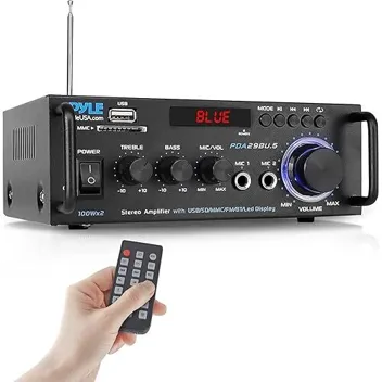 200W Dual Channel FM USB Mic Bluetooth Stereo Power Amplifier