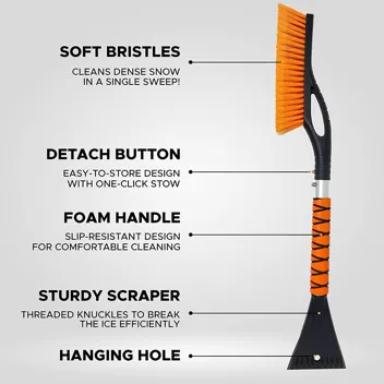 EcoNour 27" Aluminum Snow Brush w/ Ice Scrapers