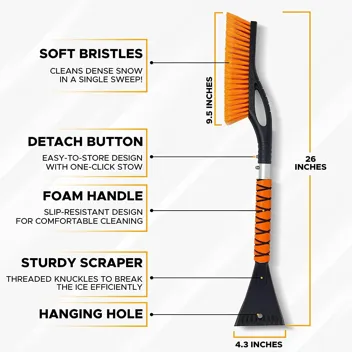 EcoNour 27" Aluminum Snow Brush w/ Ice Scrapers