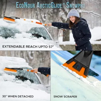 EcoNour 27" Aluminum Snow Brush w/ Ice Scrapers