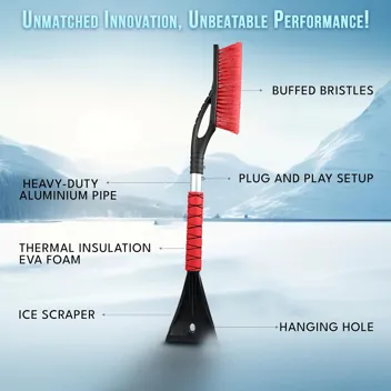 EcoNour 27" Aluminum Snow Brush w/ Ice Scrapers