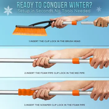 EcoNour 27" Aluminum Snow Brush w/ Ice Scrapers