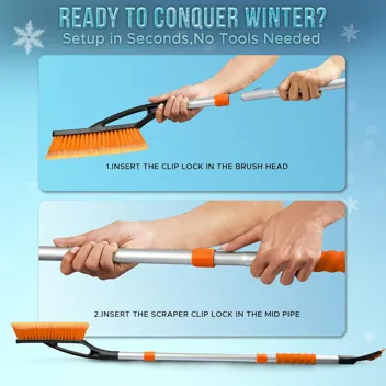 EcoNour 27" Aluminum Snow Brush w/ Ice Scrapers