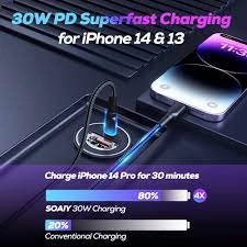 Flush Fit Fast Charging Car Charger with 30W PD&QC Port