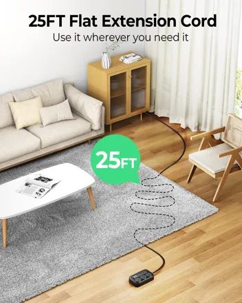 Orico 25ft Extension Cord 6-Outlet 4-USB Travel Power Strip