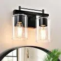 Letry 2-Light Glass Shade Black Modern Bathroom Vanity Light