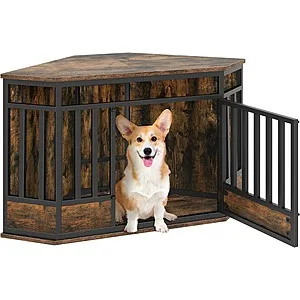 DWVO 44" Heavy Duty Indoor Croner End Table Dog Crate for Large Dogs