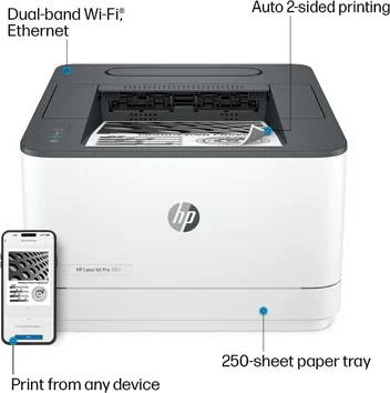 LaserJet Pro 3001dw Wireless Black & White Printer