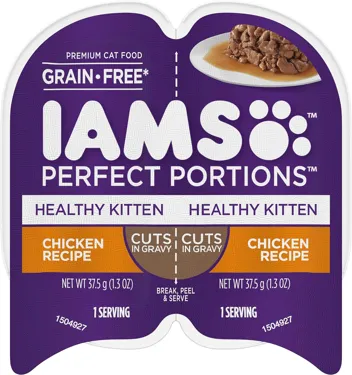 IAMS PERFECT PORTIONS Healthy Kitten Grain Free* Wet Cat Food Cuts in Gravy