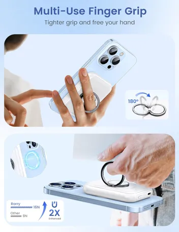 Rorry 5000mAh Magnetic Wireless Power Bank with Finger Ring (for Apple Watch and iPhone)