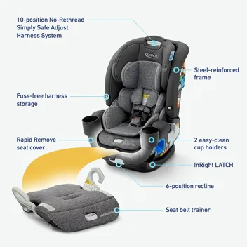 4Ever DLX 4-in-1 Convertible Car Seat (2 Colors)