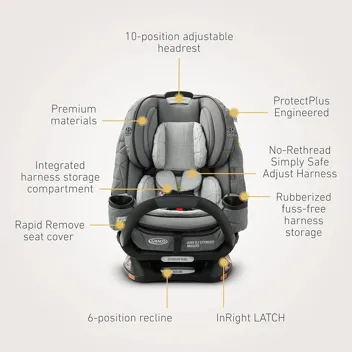 4Ever DLX 4-in-1 Convertible Car Seat (2 Colors)