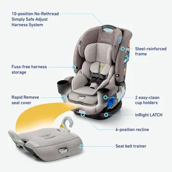 4Ever DLX 4-in-1 Convertible Car Seat (2 Colors)