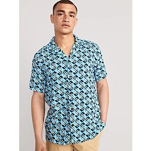 Old Navy Short-Sleeve Printed Camp Shirt (Let's Make A Teal, Size: XS-4XL) & More + Free Store Pickup