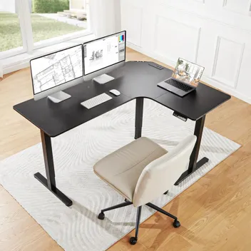 Huanuo 63″ Dual Motor L-Shaped Standing Desk