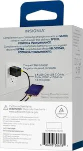 Insignia - 45W Foldable Compact Dual USB-C Wall Charger for Samsung Smartphones, iPhone, Tablets, Chromebook and More - White