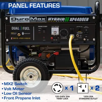 DuroMax XP4400EH Dual Fuel 4400 Watt Gas or Propane Powered Portable Generator