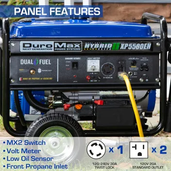 DuroMax XP4400EH Dual Fuel 4400 Watt Gas or Propane Powered Portable Generator