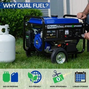 DuroMax XP4400EH Dual Fuel 4400 Watt Gas or Propane Powered Portable Generator