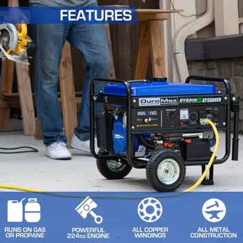 DuroMax XP4400EH Dual Fuel 4400 Watt Gas or Propane Powered Portable Generator