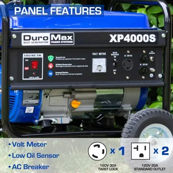 DuroMax XP4400EH Dual Fuel 4400 Watt Gas or Propane Powered Portable Generator