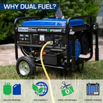 DuroMax XP4400EH Dual Fuel 4400 Watt Gas or Propane Powered Portable Generator