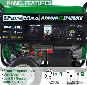 DuroMax XP4400EH Dual Fuel 4400 Watt Gas or Propane Powered Portable Generator