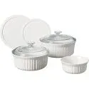 French White Ceramic Bakeware Set with Lids (7-Piece)