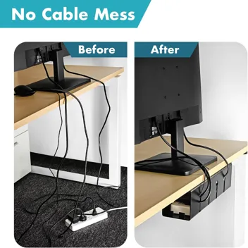 No-Drill Under Desk Steel Cable Management Tray